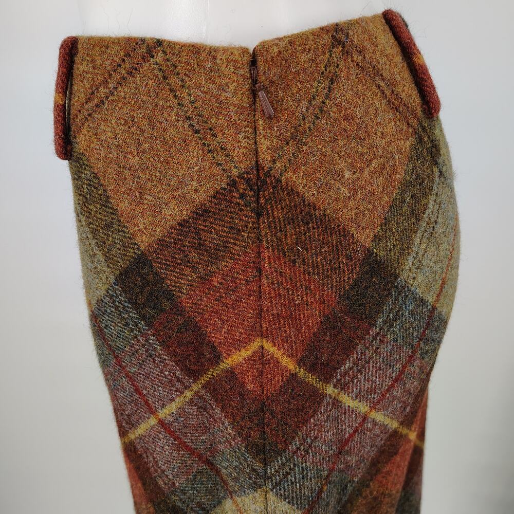Ralph Lauren Wool Plaid Midi Skirt Size 4 Fall Bias Cut Vintage Style - Picture 10 of 16